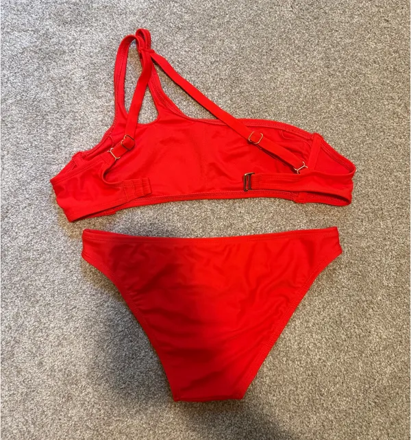 Xhilaration Red/Orange One Shoulder Strappy Bikini Set - Image 4
