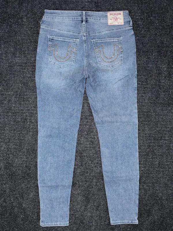 True Religion Jennie Curvy Mid Rise Super Skinny Jeans Sz 28 Bling Pocket Y2K - Image 2