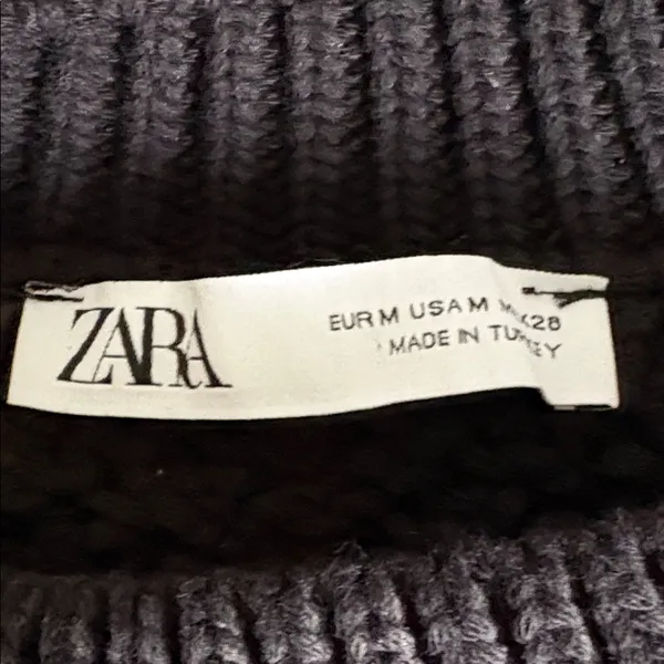 Zara textured open‎ knit chunky sweater crewneck balloon sleeves black size M - Image 9