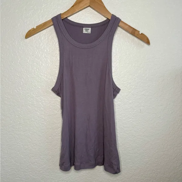 Aritzia Sunday Best Purple Ribbed Tank Top‎ Small S - Image 2