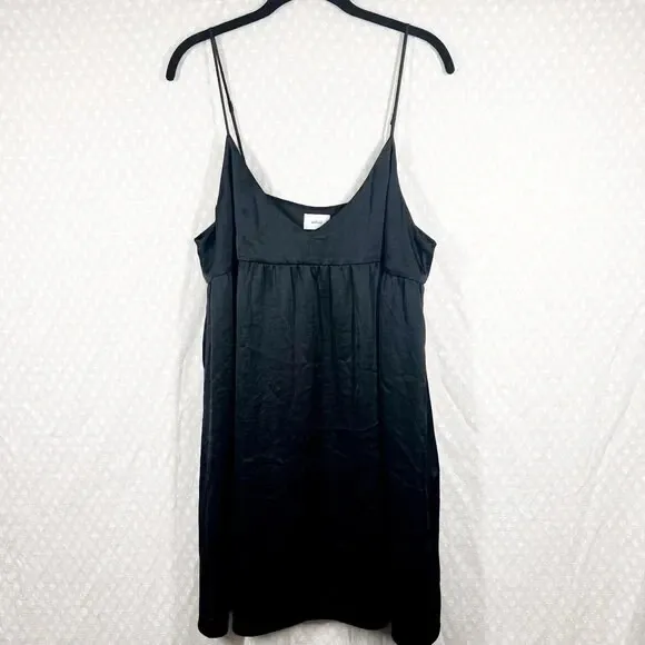 Aritzia Wilfred Black Satin Babydoll Mini Dress‎ - Image 3