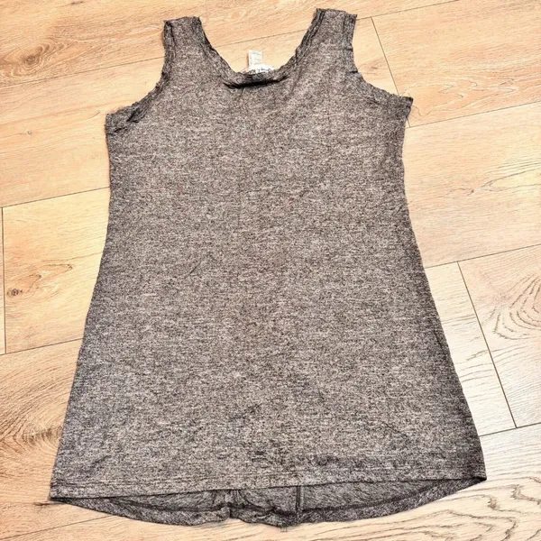 Joseph Ribkoff Tank Top 6 Medium Sleeveless Gray Black‎ Burnout Ruffle Shirt - Image 3