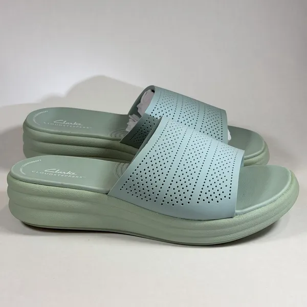 Clarks Size-9W Cloudsteppers Washable Slide Drift Twist Sandals‎ Mint - Image 4