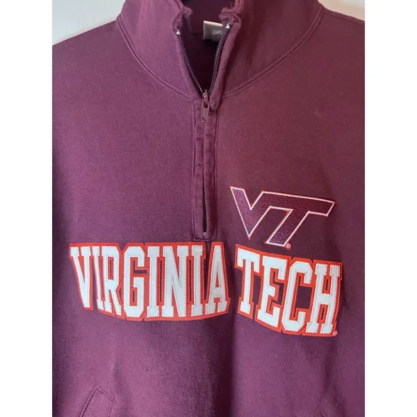 Virginia Tech Champion burgundy pull over quarter zip unisex sz M - Image 4