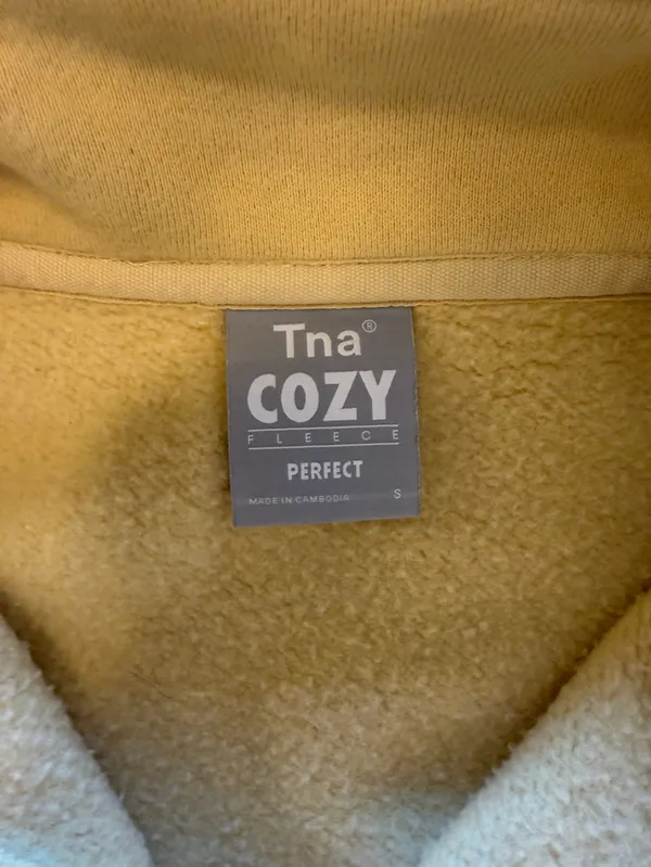 TNA Perfect Cozy Fleece Cropped Pullover in Light Yellow - Image 3