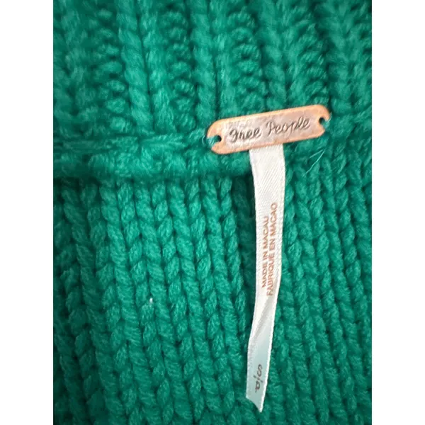 Free People Alli V-neck Emerald Green‎ Oversized Chunky Knit Sweater Size Small - Image 3