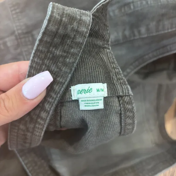 Aerie Womens Werk and Play Overalls Medium Grey Corduroy Stretch Raw Hem Hipster - Image 4