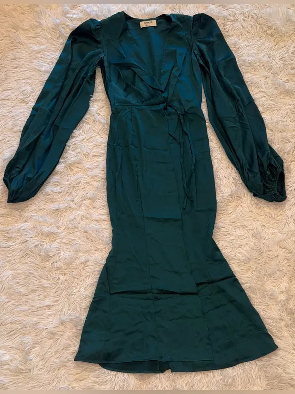 NEW HOUSE OF CB Shilol wrap dress emerald green Sz XS - Image 10
