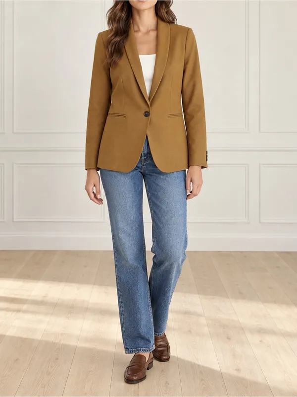 J. Crew Parke Blazer Sz 8P Camel Brown Wool Stretch One Button Career Jacket - Image 9