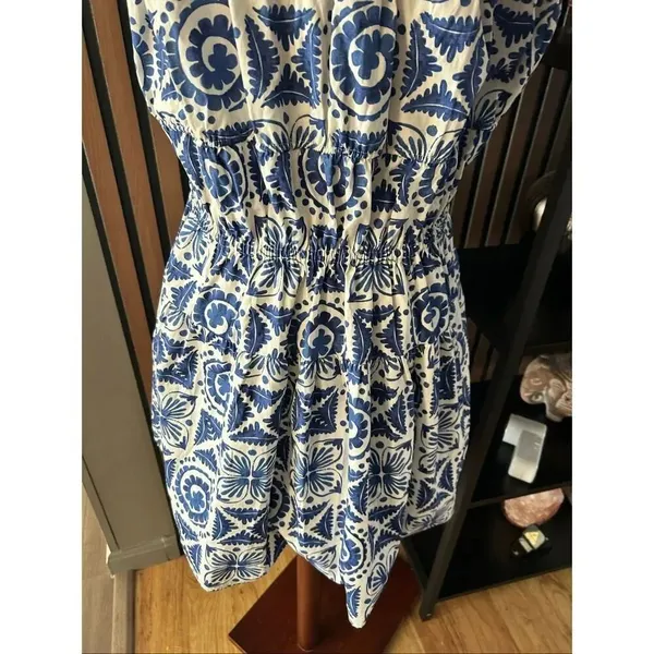 H&M blue and white dress slowly oversized summer dress Greece vacation sz small - Image 7