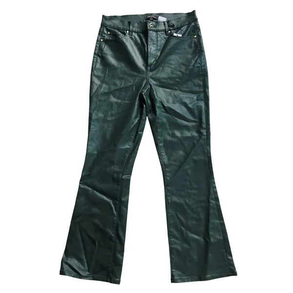 Ann Taylor NWT The Boot Crop High Rise Coated Pants Forest Green Size 8 - Image 2