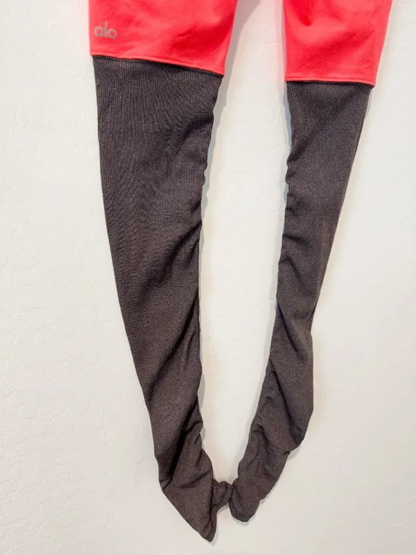 Alo Yoga Goddess‎ Leggings Size Small Pink Heather Ruched Ribbed Sporty Pilates - Image 10