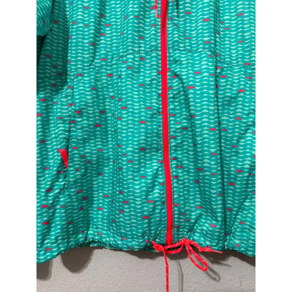 Columbia Womens Windbreaker L Teal Pink Geometric Full Zip Hooded Jacket Rain - Image 11