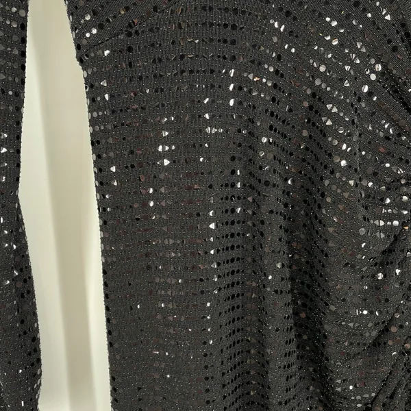 Zara Black Sequin Long Sleeve Mini Dress‎ Ruched Bodycon Size XS Party Holiday - Image 3