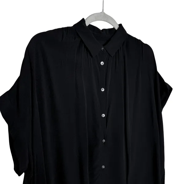 Madewell Central Drapey Button Front Dolman Shirt Size Small Black Preppy Office - Image 3