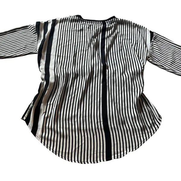 PHASOR Women's M Stripe Blouse Top Flowy Neutal Business Casual‎ Office - Image 6