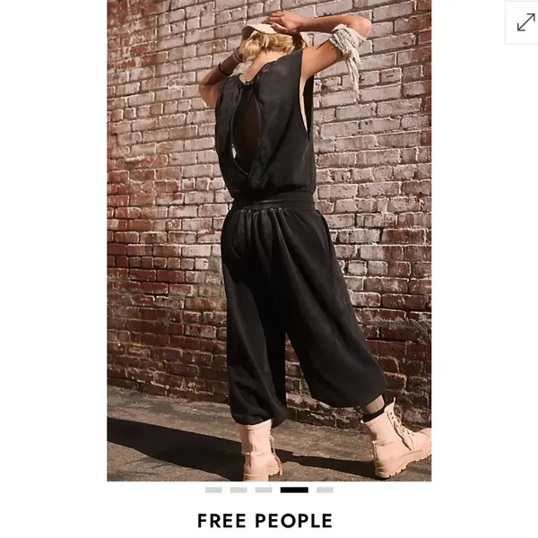 Free People Black Wide-Leg Drawstring Jumpsuit - Image 2