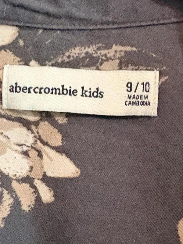 Abercrombie & Fitch Boy’s Short Sleeve Floral Shirt - Charcoal/Beige Sz 9 - Image 2