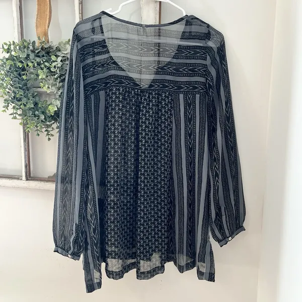 Free‎ People "Feather in the Wind" Sheer Boho Airy Embellished Tunic Size S - Image 7