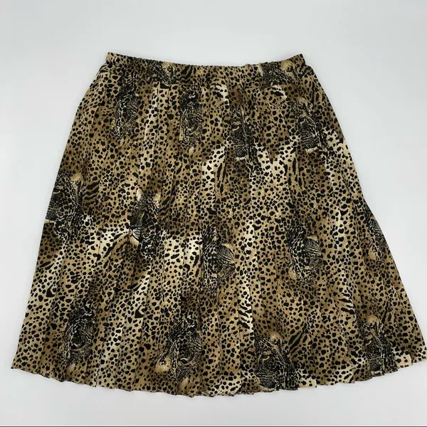 Vintage Hidden Leopard Faces Pleated Skirt Animal Print‎ 80s Drama Eclectic Fun - Image 3