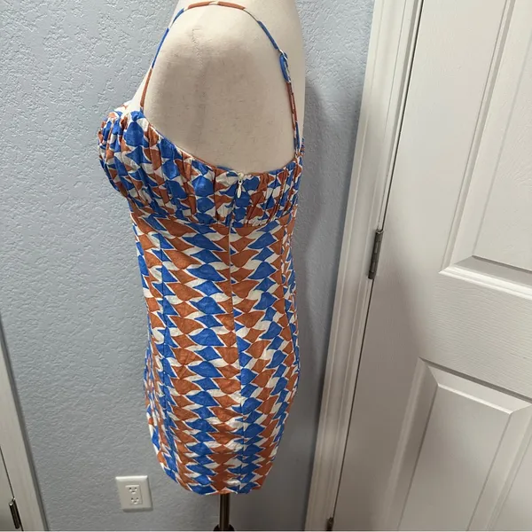 Anthropologie Maeve Ophelia Linen Mini Dress Resort Vacation Geo Print 6 - Image 3