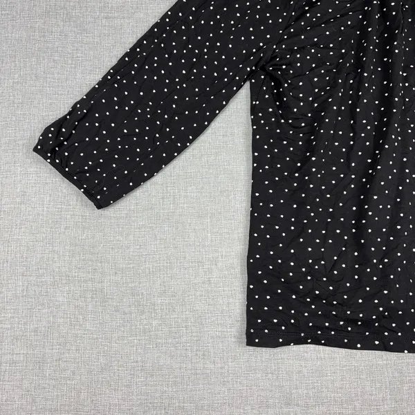 Garnet Hill Blouse Womens XS Black Off Shoulder 3/4 Sleeve Polka Dot Jersey Top - Image 11