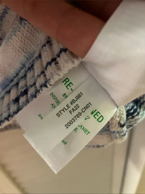 J Crew Blue White Cotton Boxy Fisherman Sweater Size XS - Image 4
