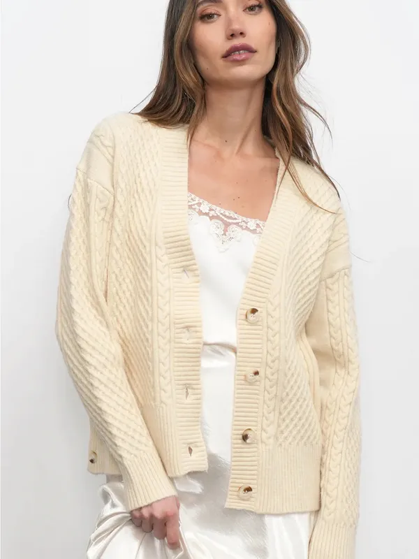Greylin Vickie Cable Knit Oversized Cardigan Medium NWT‎ - Image 2