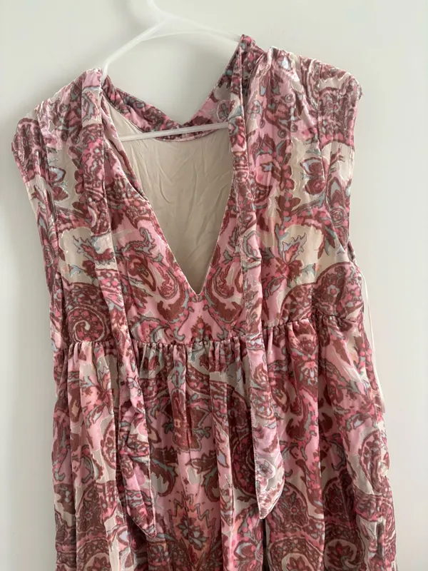 Free People All the Time Paisley Velvet Floral Mini Dress Small - Image 10