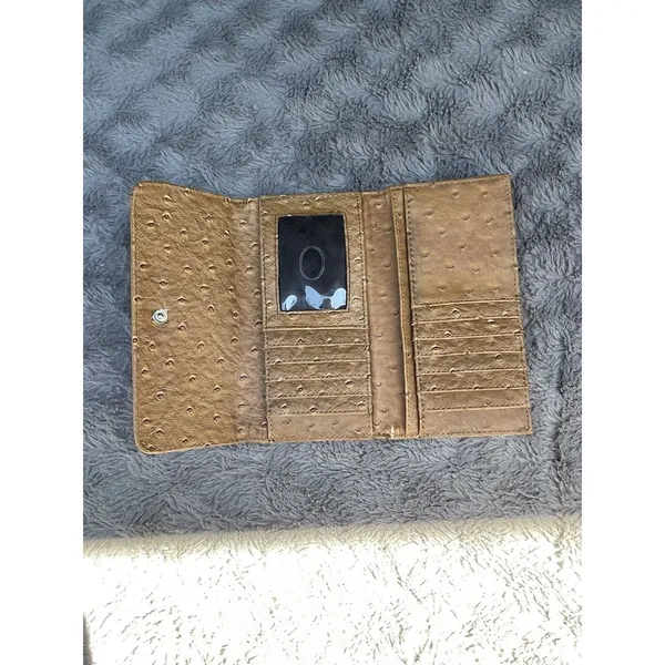 G By Guess Slim Amore Wallet 90s Y2K Monogram Denim Faux Gator Leather - Image 15