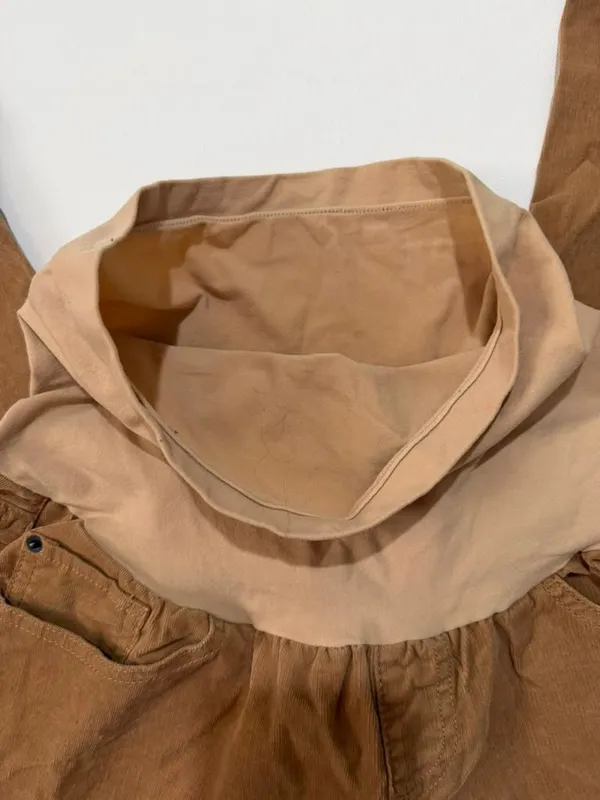 A Pea in the Pod Maternity Tan Brown Corduroy Pants with Secret Fit Belly Panel - Image 4