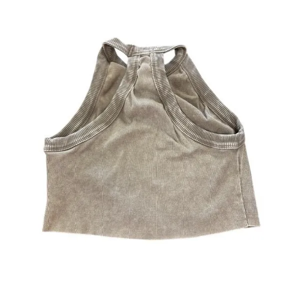 Free People Movement Crop Tank Top Ribbed Halter Olive Green M‎ - Image 2