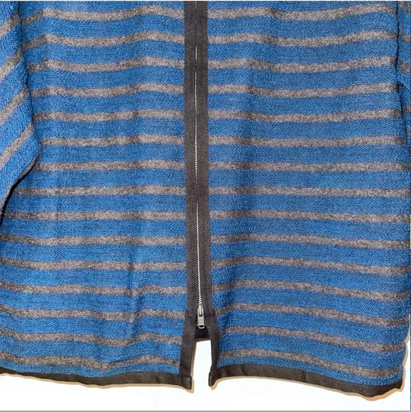 Madewell Striped Back Zip Sweater Blue & Gray Boxy Pullover - Image 7