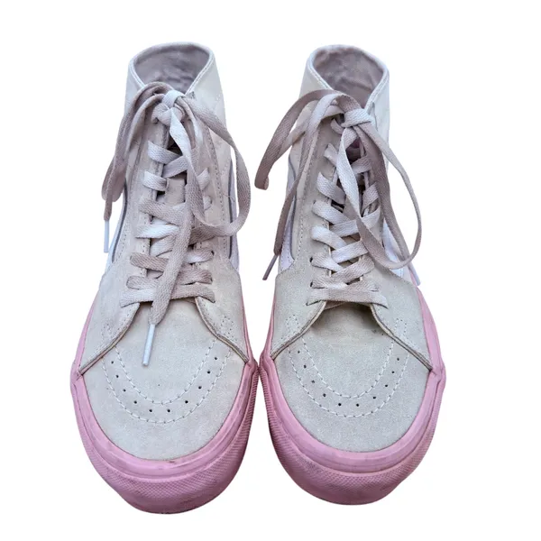 Vans Women's Sk8 Hi Tapered Sneakers Cream & Pink Size Men's 7.5 Women's 9 - Image 3
