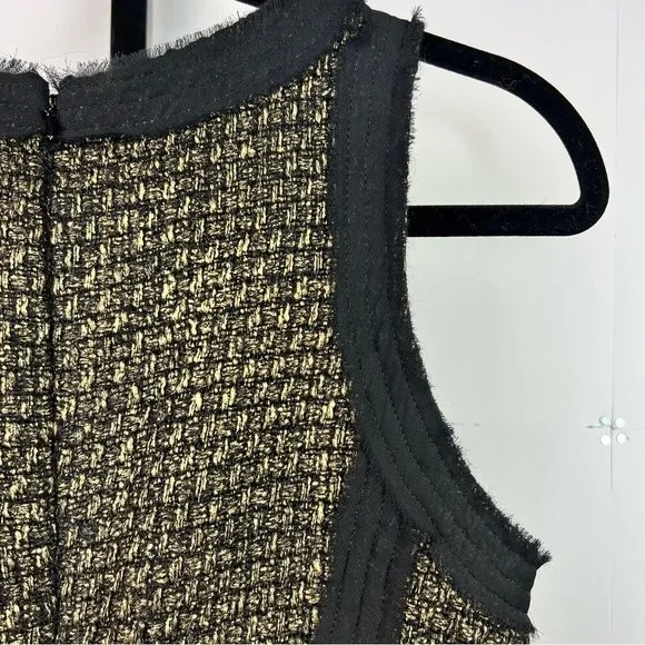 Michael Kors Tweed Sheath Dress Sz 4 Black Gold Metallic Career Cocktail Preppy - Image 8