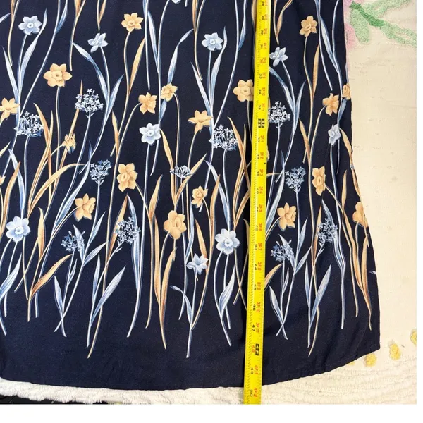 Vintage Jamie Brooke‎ Woman Navy Floral Rayon Sleeveless Maxi Dress 18W Boho - Image 5