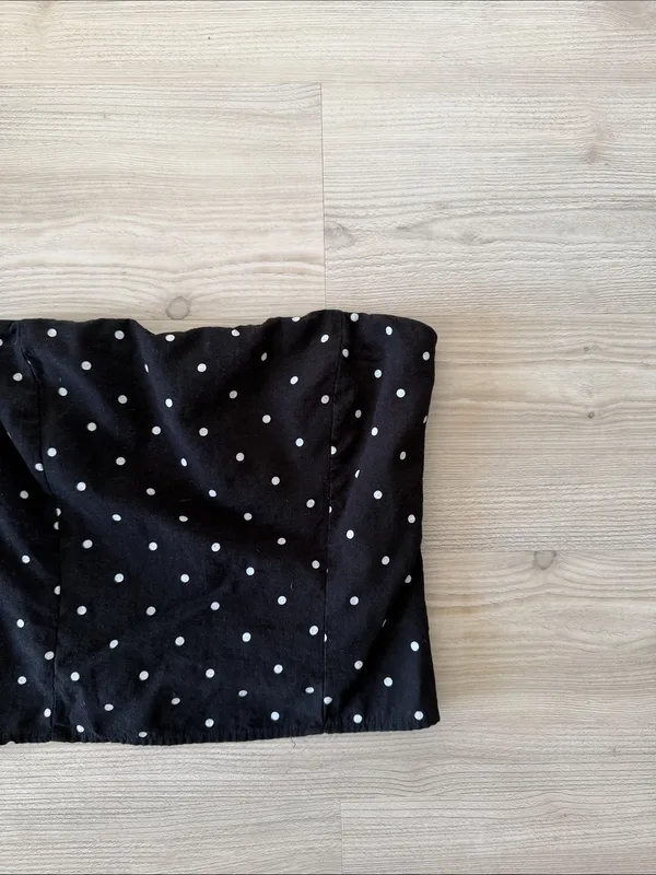 Pretty Garbage Black Polka Dot Strapless Crop Top Size M - Image 2