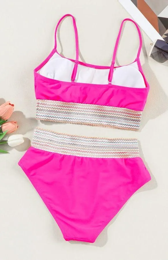 Tankini Two Piece Bikini Set Size Extra Large Pink - Image 6