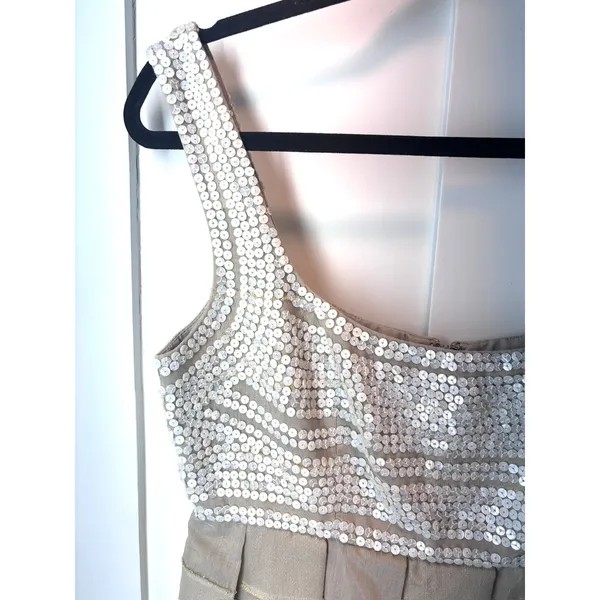 Gold Sequin Mini Dress Fairy Coquette Carmen Marc Valvo Size 4 Y2K - Image 3