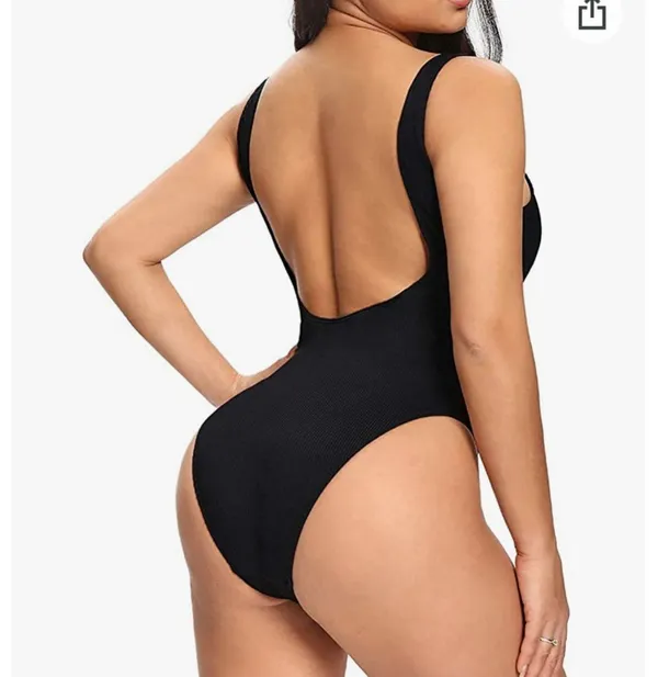 Retro 80s/90s Inspired High Cut Low Back One Piece Swimwear - Image 3