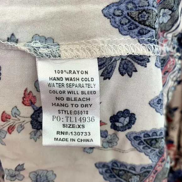Altar'd State White‎ Blue Floral Cold Shoulder Dress Women's Size XS - Image 7