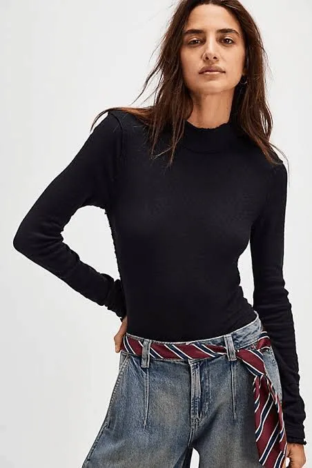 We The Free People Sara Pointelle Turtleneck Stretchy Modal Medium - Image 7