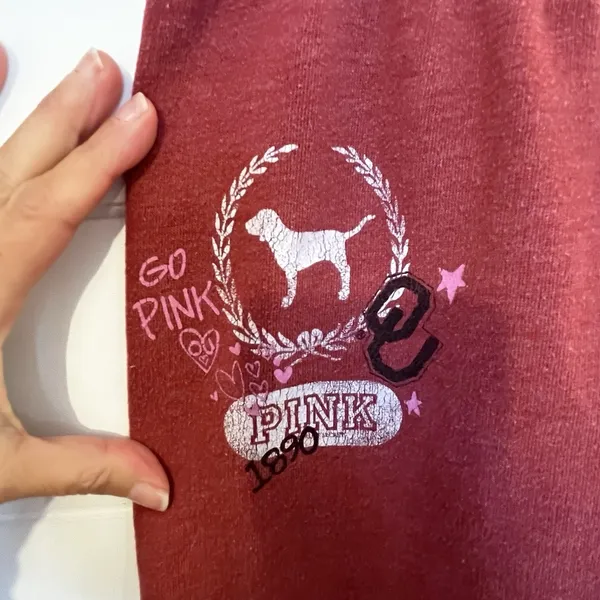 Victoria's Secret Pink Vintage Oklahoma Sweatpants Crimson & Cream Meet Pink Jones Mitchell Tag - Image 8