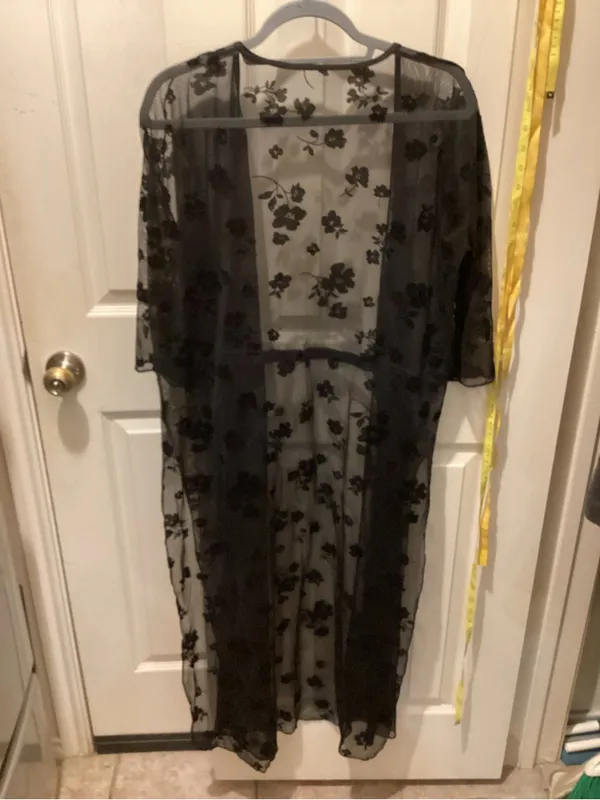 Sheer Floral Lace Robe - Image 3