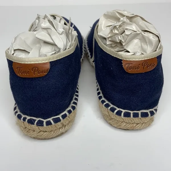 Toni Pons Blue Canvas Espadrilles Tan Trim Slip-On - Image 5