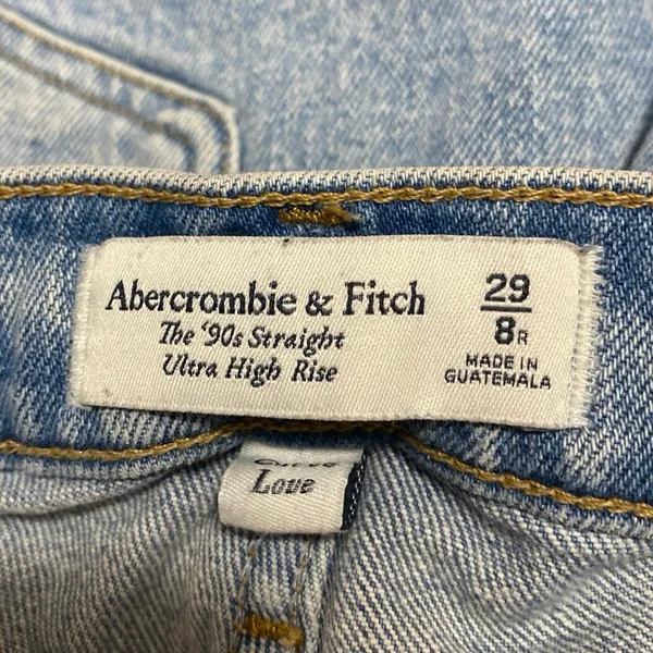 Abercrombie & Fitch The 90s Ultra High Rise Blue Distressed Denim Jeans Size 29 - Image 4