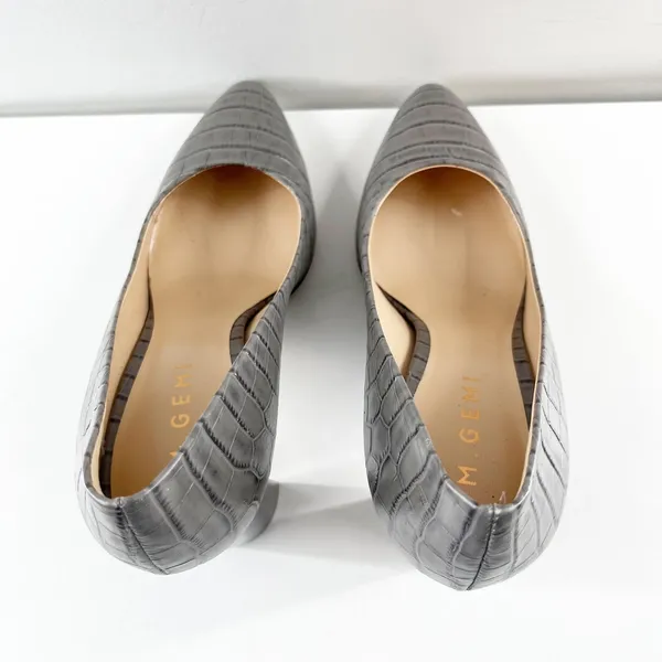 M. Gemi The Lustro Croco Heels Pumps Almond Toe Gray 36.5 - Image 4
