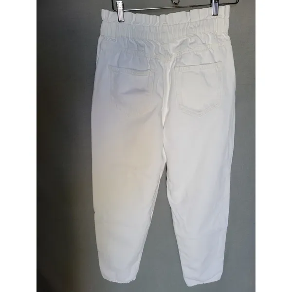 Zara Women's White Ankle Jeans High-Waisted Elastic Waist, Size S - Image 4