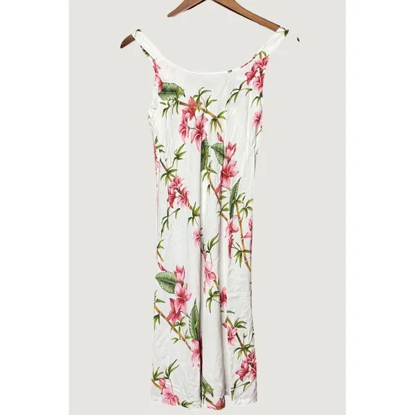Puanani Floral Sheath Dress Women Small White Pink Excellent Hawaii Resortwear - Image 2