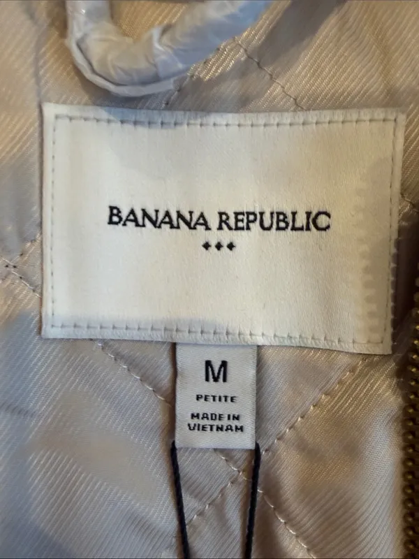 Banana Republic Melton Hooded Jacket - Taupe Herringbone Medium Petite - C42-020 - Image 2